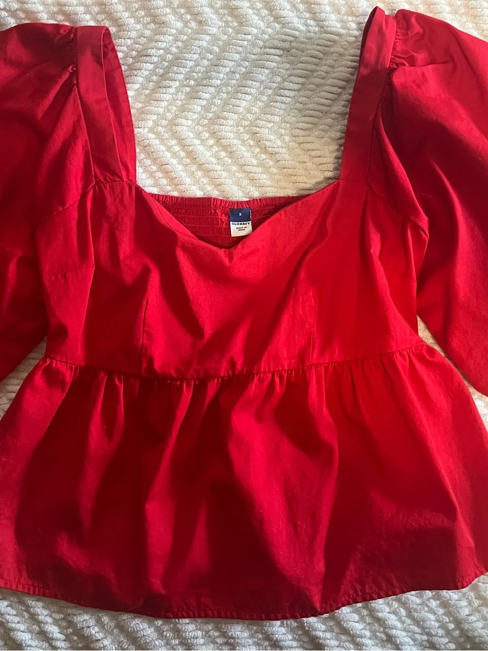 Old Navy Red Square-Neck Peplum Blouse